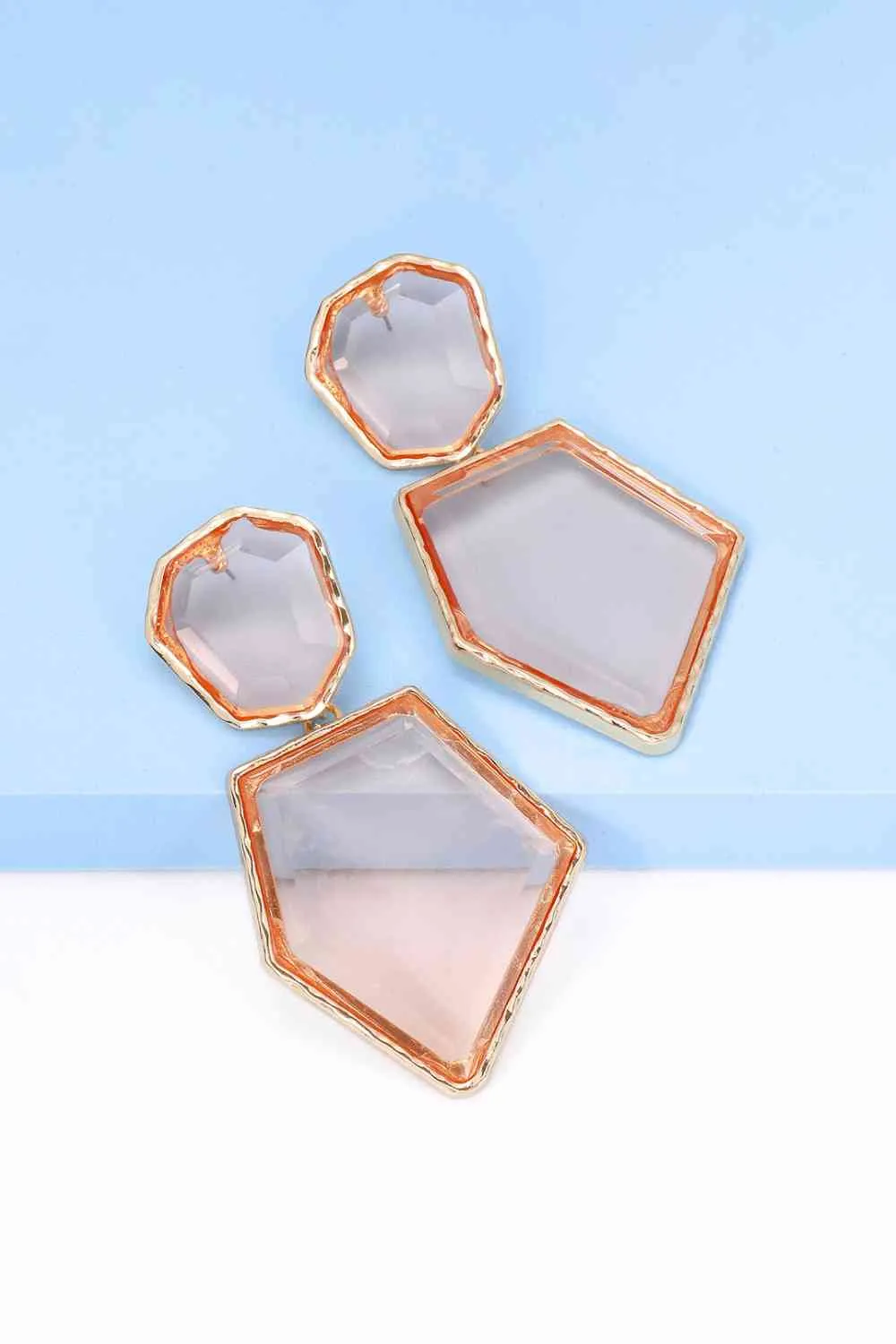 Geometrical Shape Zinc Alloy Frame Resin Dangle Earrings