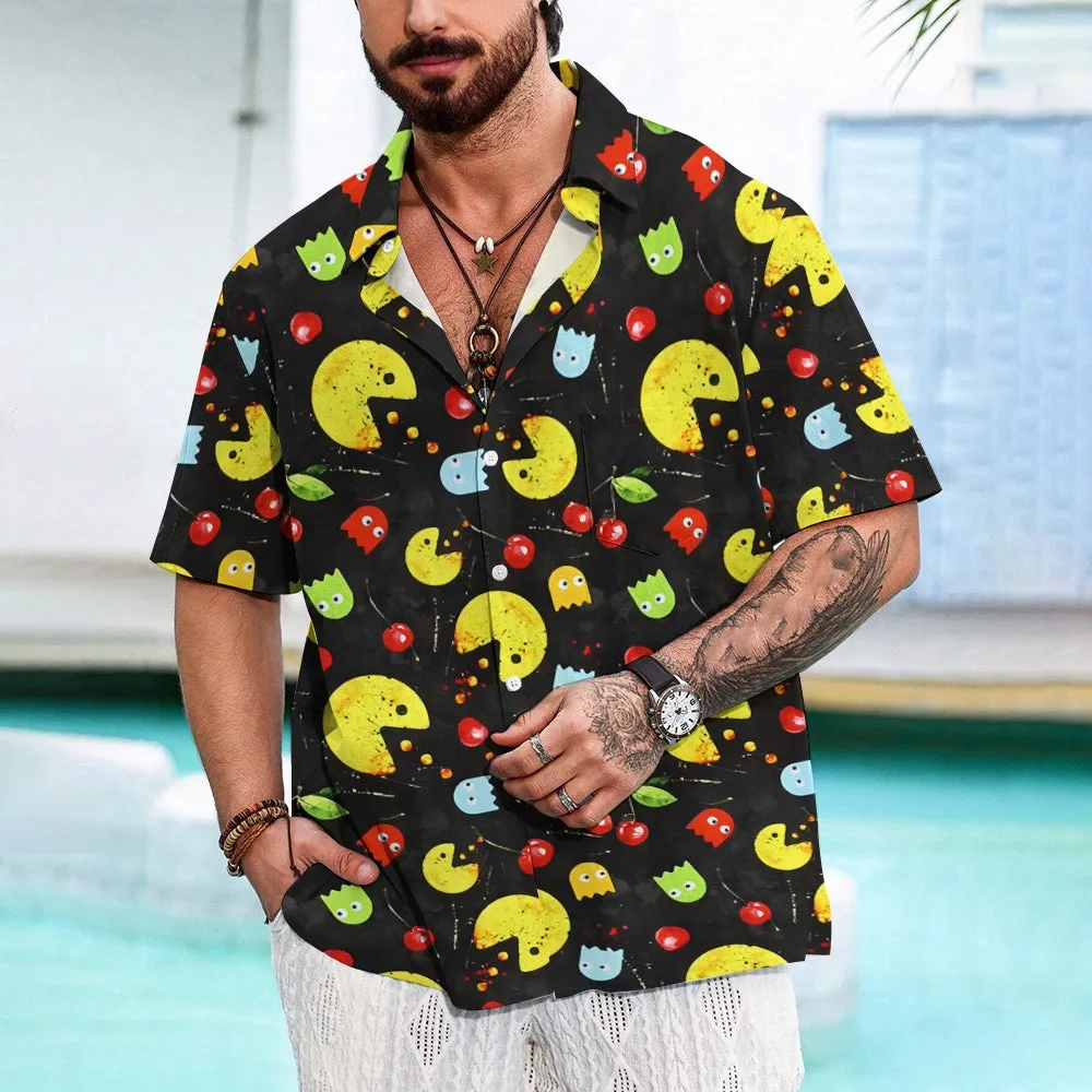 Ghost Fun Print Casual Oversized Short Sleeve Shirt 2407001187