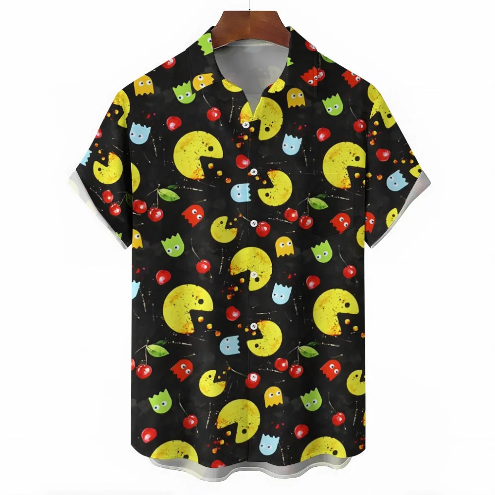 Ghost Fun Print Casual Oversized Short Sleeve Shirt 2407001187