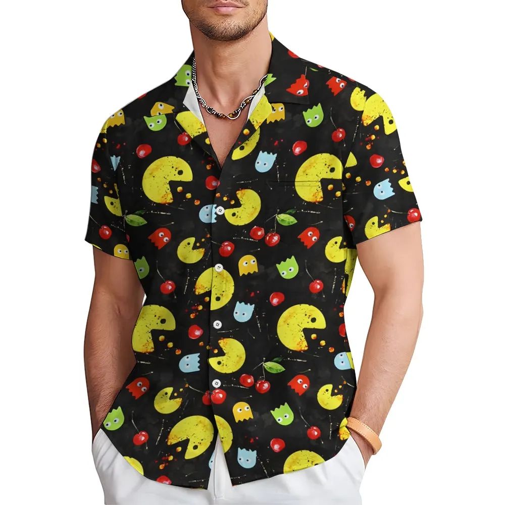 Ghost Fun Print Casual Oversized Short Sleeve Shirt 2407001187
