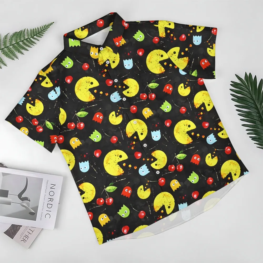 Ghost Fun Print Casual Oversized Short Sleeve Shirt 2407001187