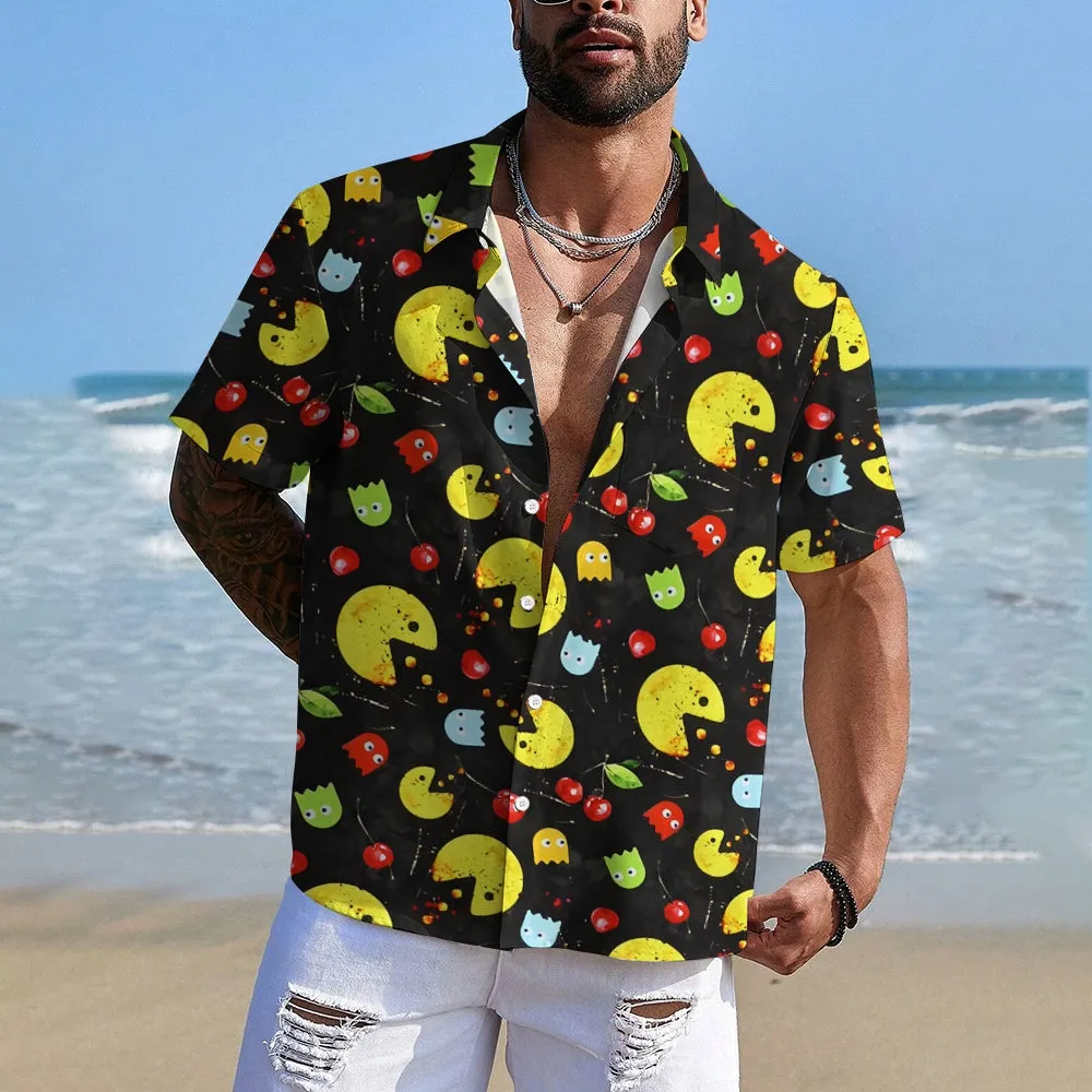 Ghost Fun Print Casual Oversized Short Sleeve Shirt 2407001187