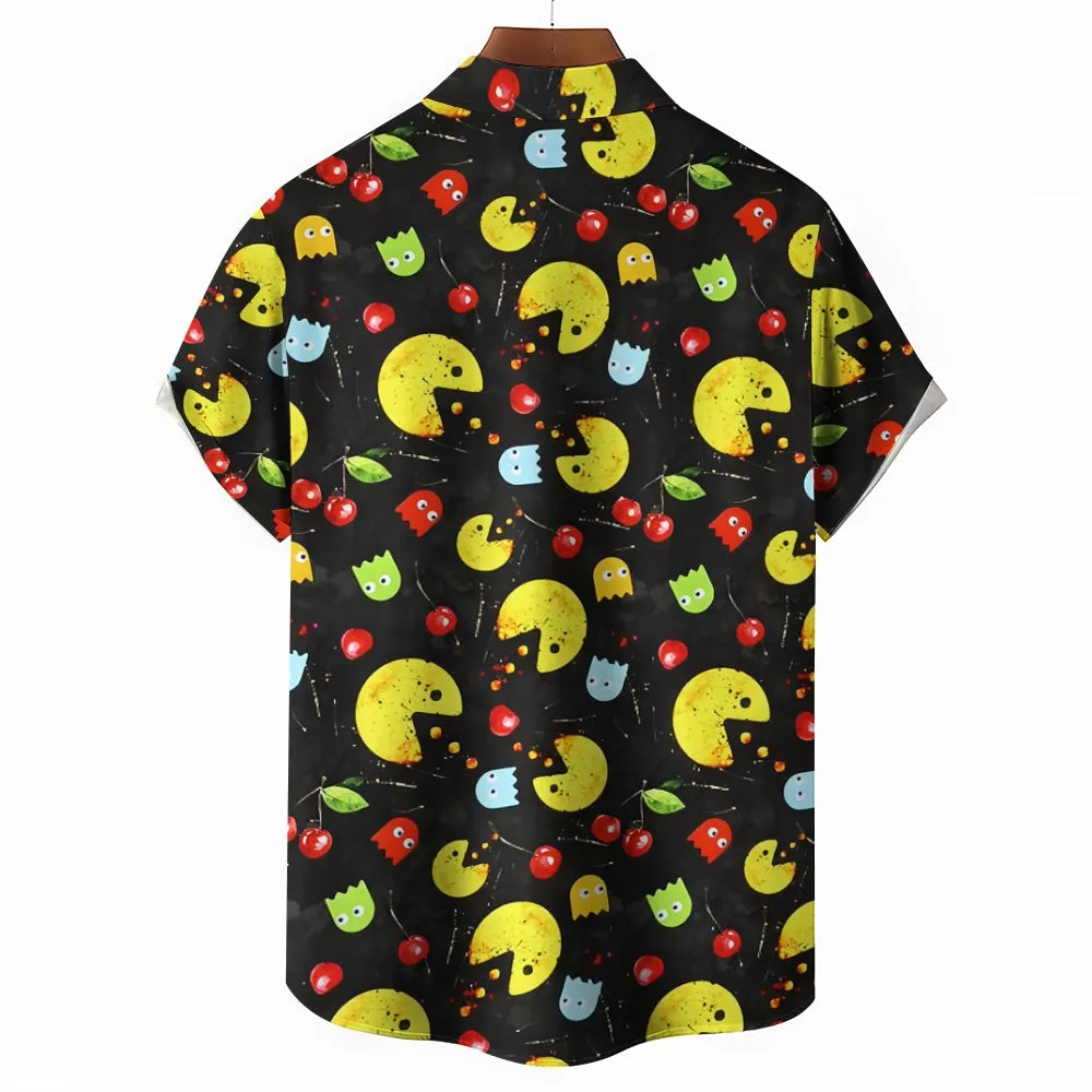Ghost Fun Print Casual Oversized Short Sleeve Shirt 2407001187