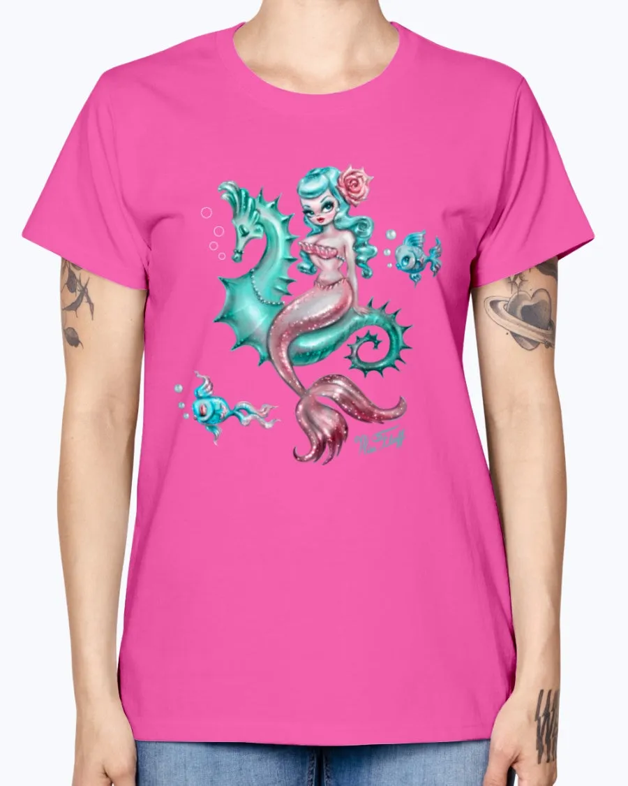 Gildan Ladies Missy T-Shirt. Mysterious Mermaid Tanks