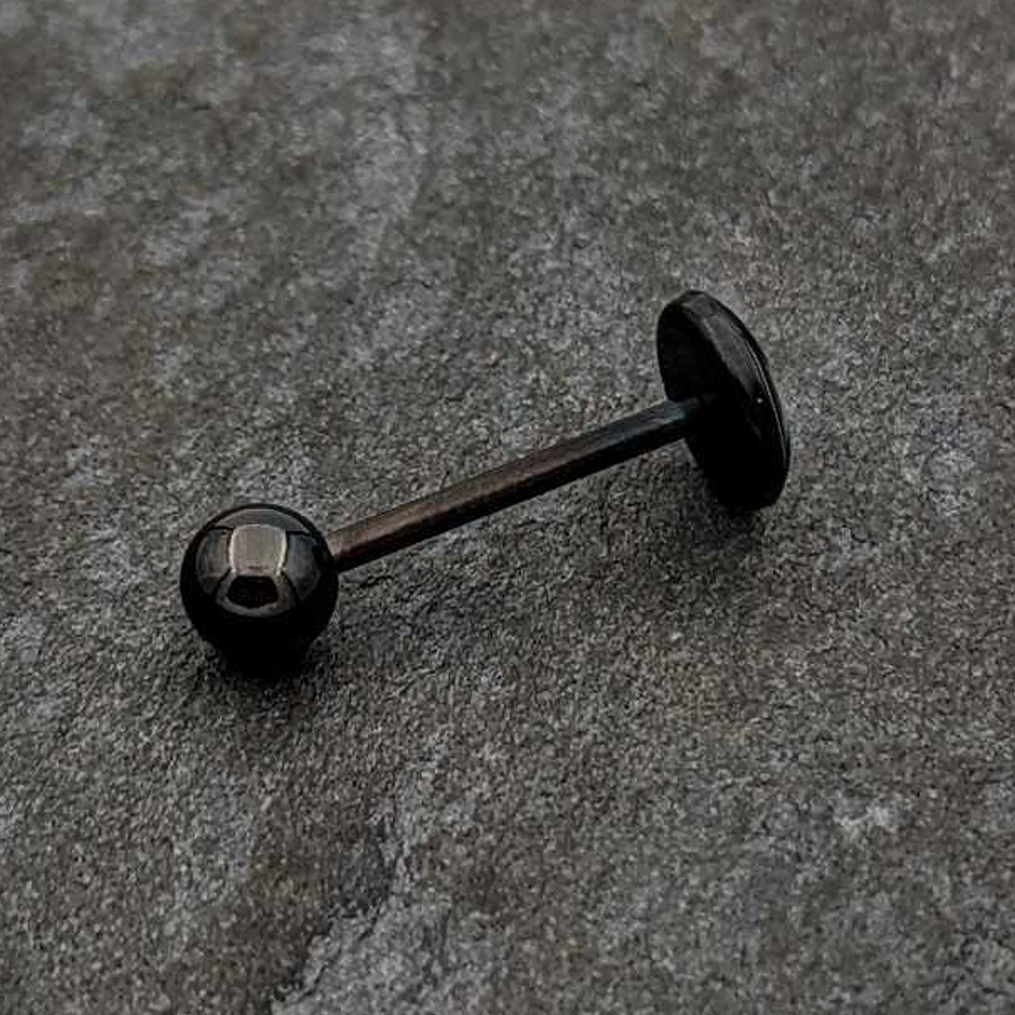 Glow in the Dark Black Anodized Poop Barbell Tongue Ring