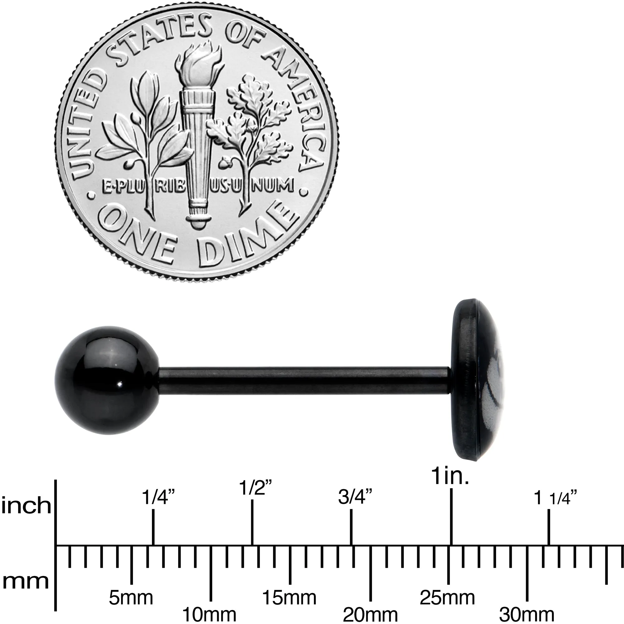 Glow in the Dark Black Anodized Poop Barbell Tongue Ring