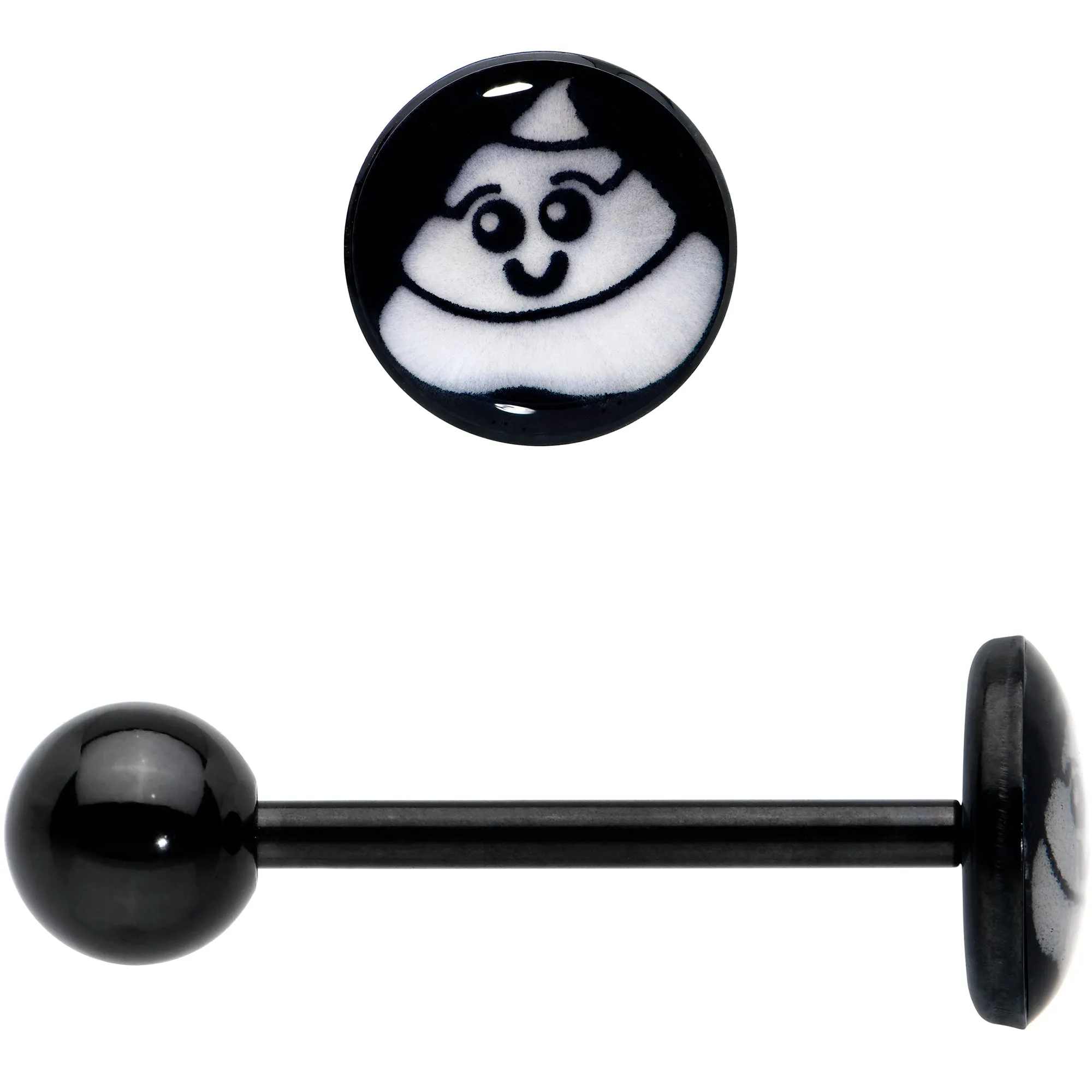 Glow in the Dark Black Anodized Poop Barbell Tongue Ring