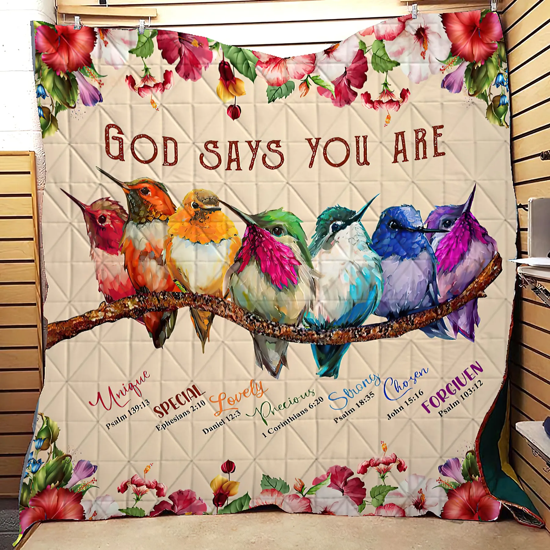 God Says You Are Beautiful Bird 3D Quilt 1, NVC97