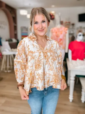 Gold Toile Print Top