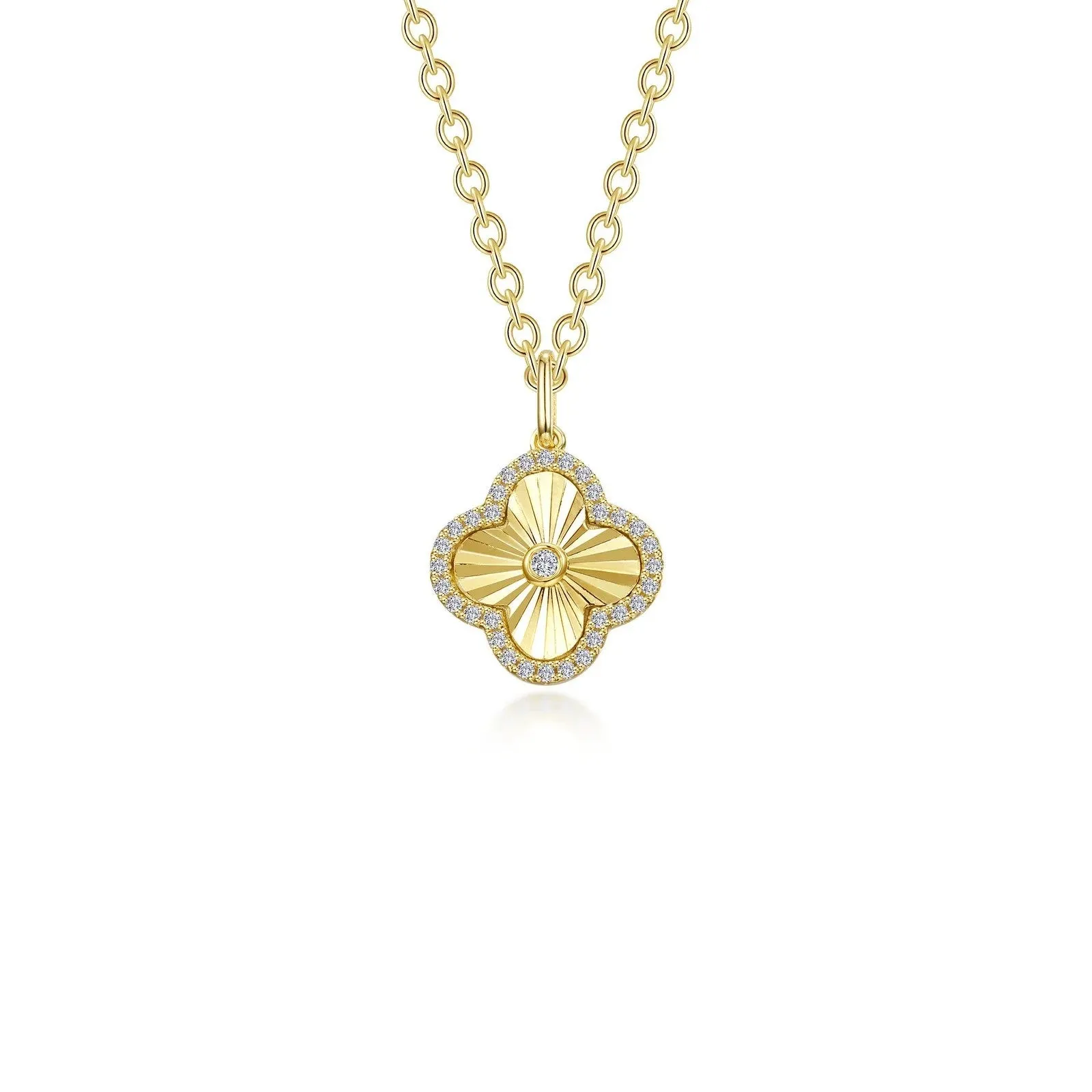 Golden Clover Halo Pendant Necklace