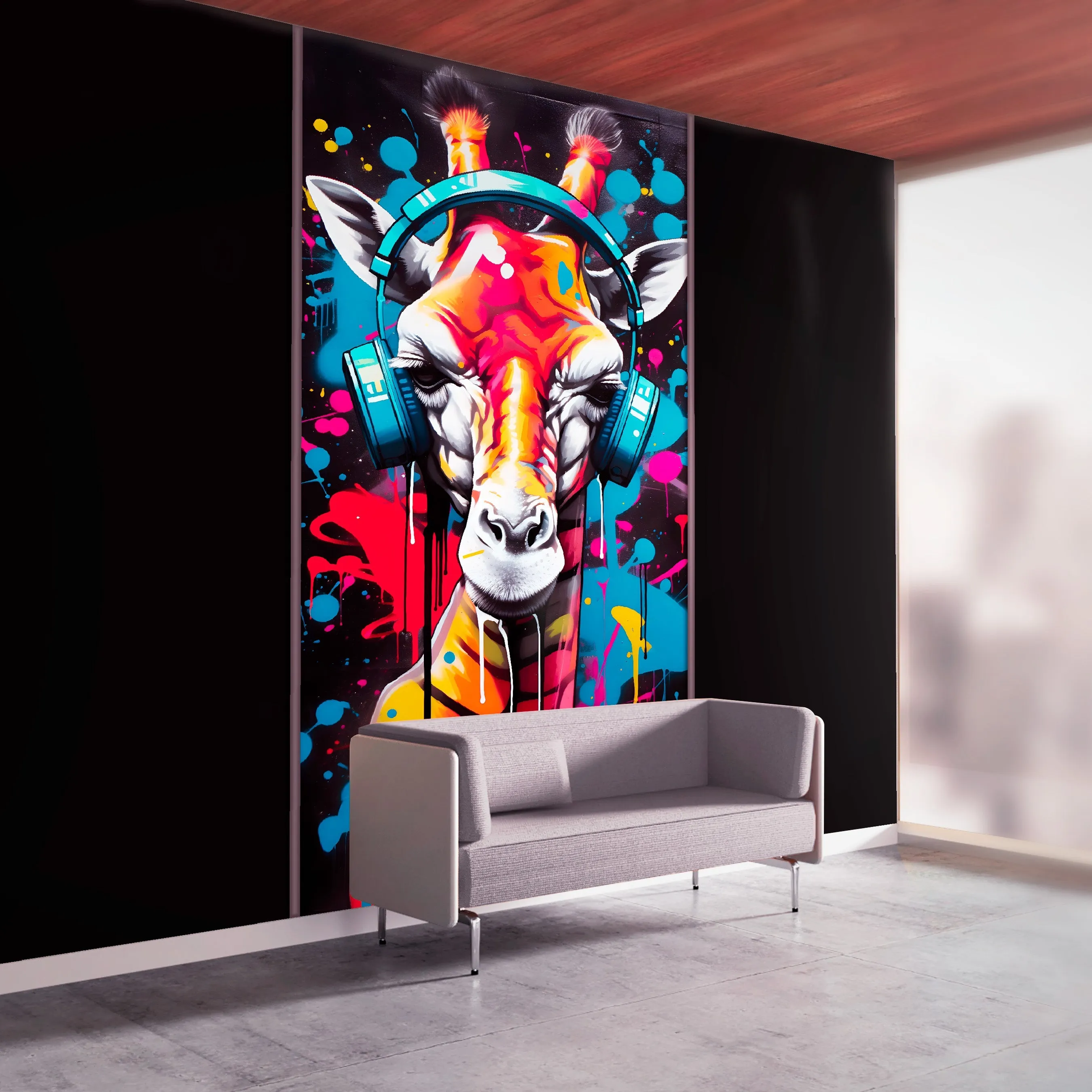Graffiti Giraffe Acrylic Wall Panels Home Decor Wall Panels 2440mmm x 1220mm