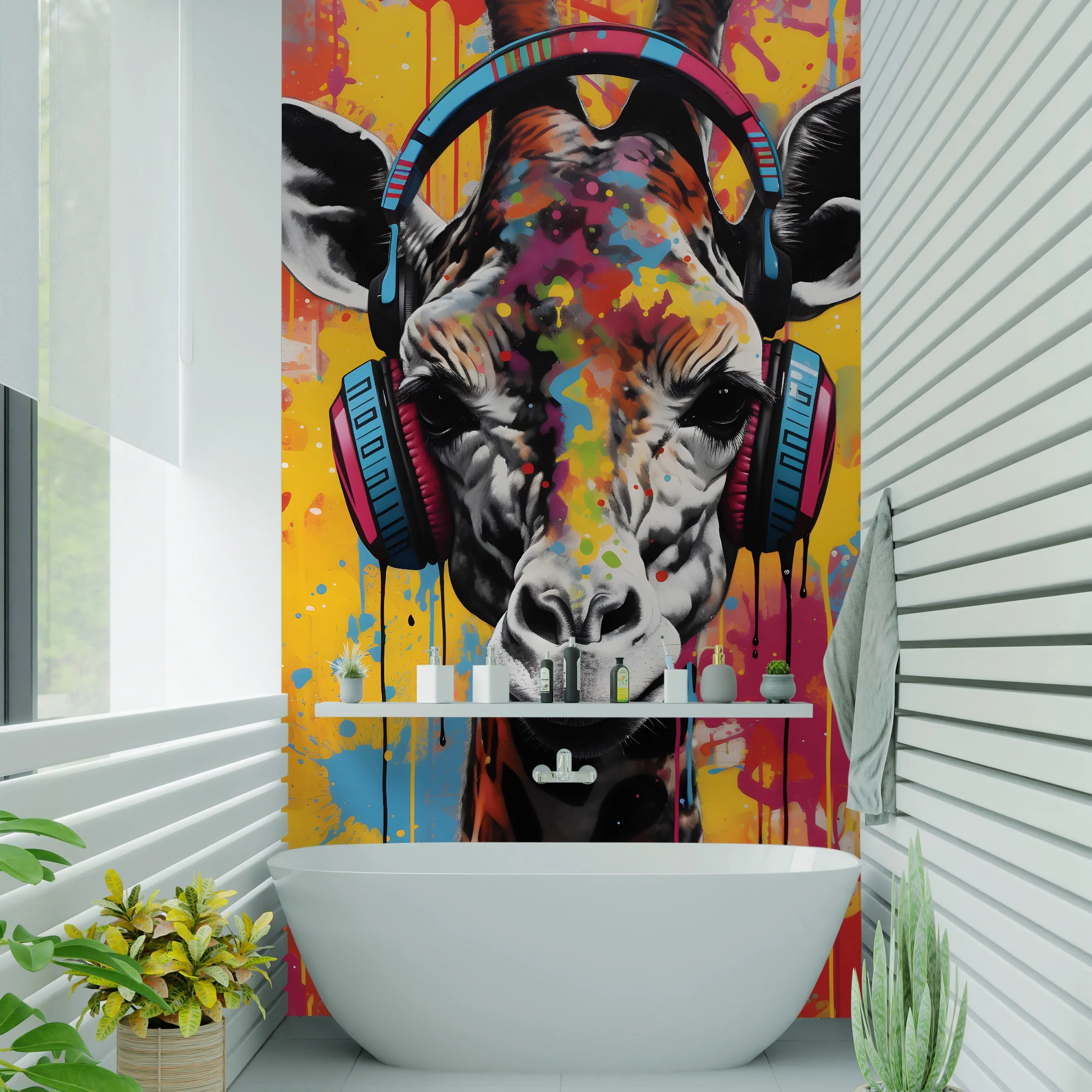 Graffiti Giraffe Acrylic Wall Panels Home Decor Wall Panels 2440mmm x 1220mm