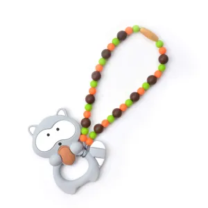 Gray & Brown Raccoon Baby Carrier Teether Toy