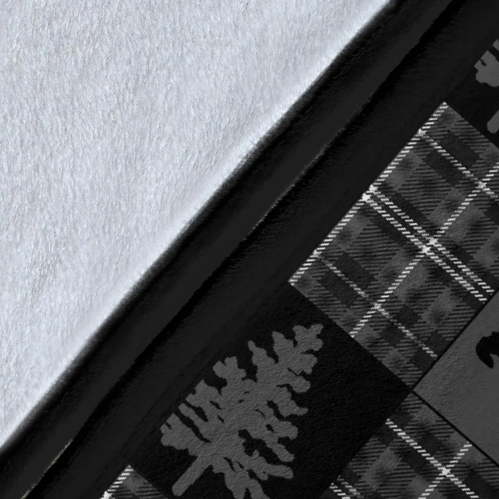 Gray and Black Country Plaid Patchwork Style Lodge Style Throw Blanket