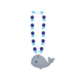 Gray Whale with Blue Beads Baby Carrier Teether Toy