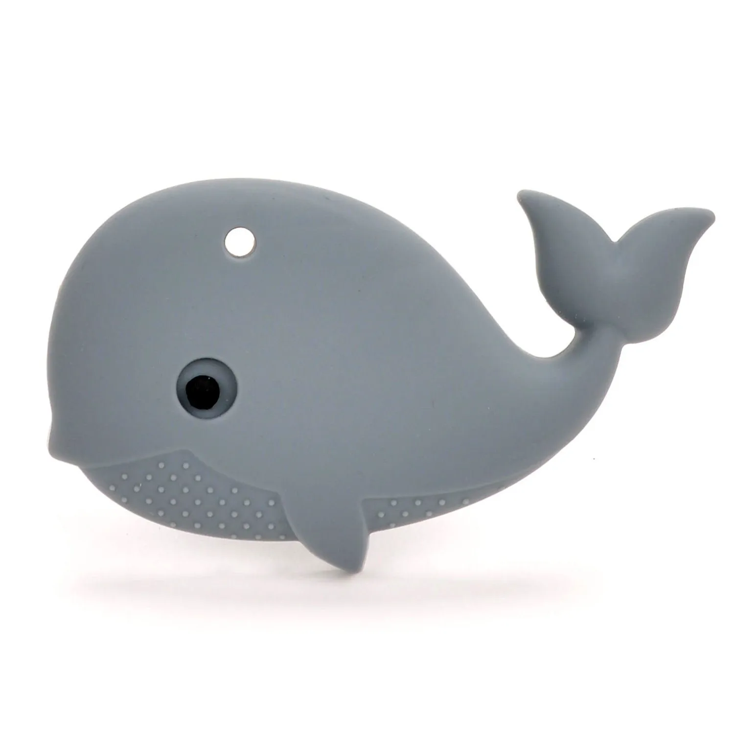 Gray Whale with Green Beads Baby Carrier Teether Toy