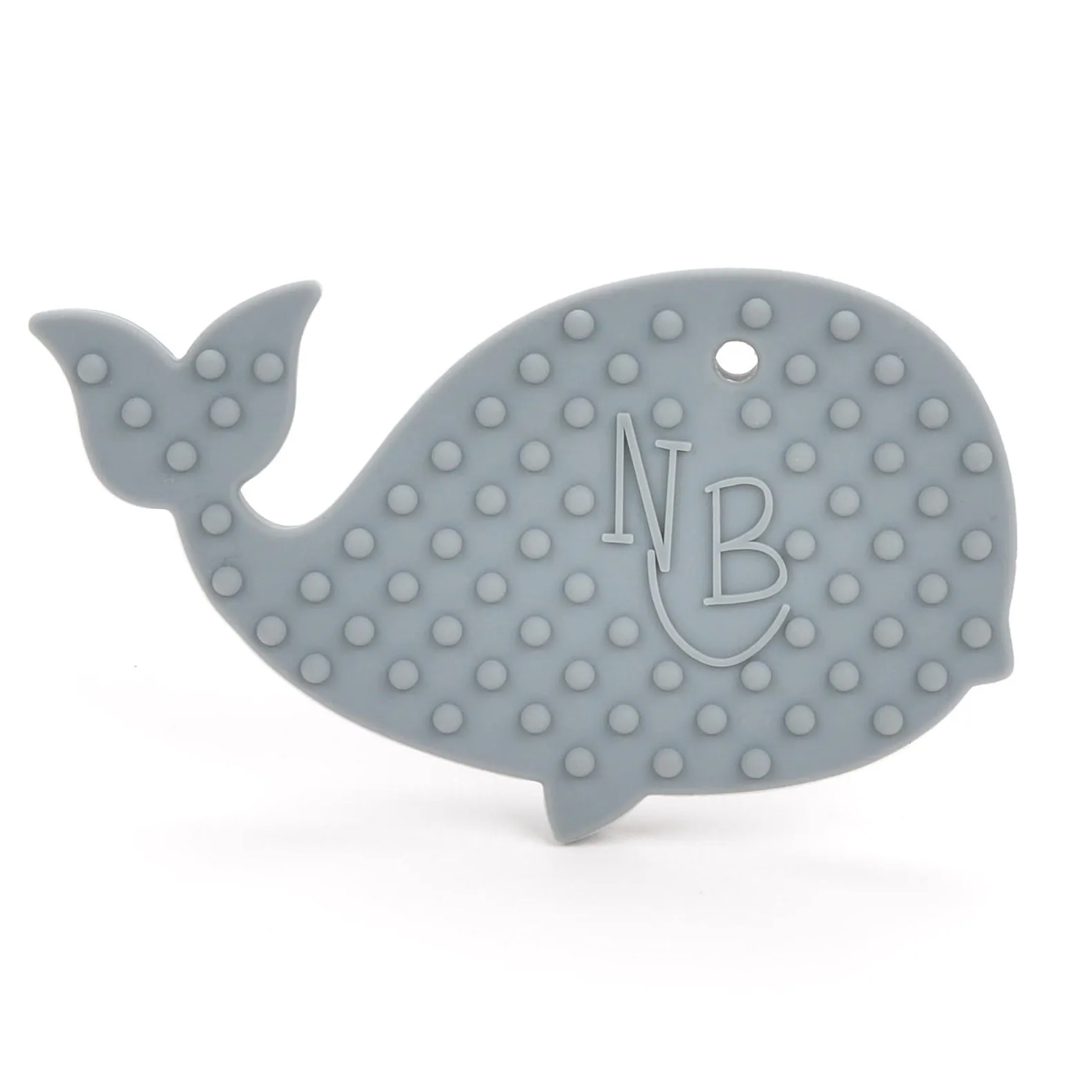 Gray Whale with Green Beads Baby Carrier Teether Toy