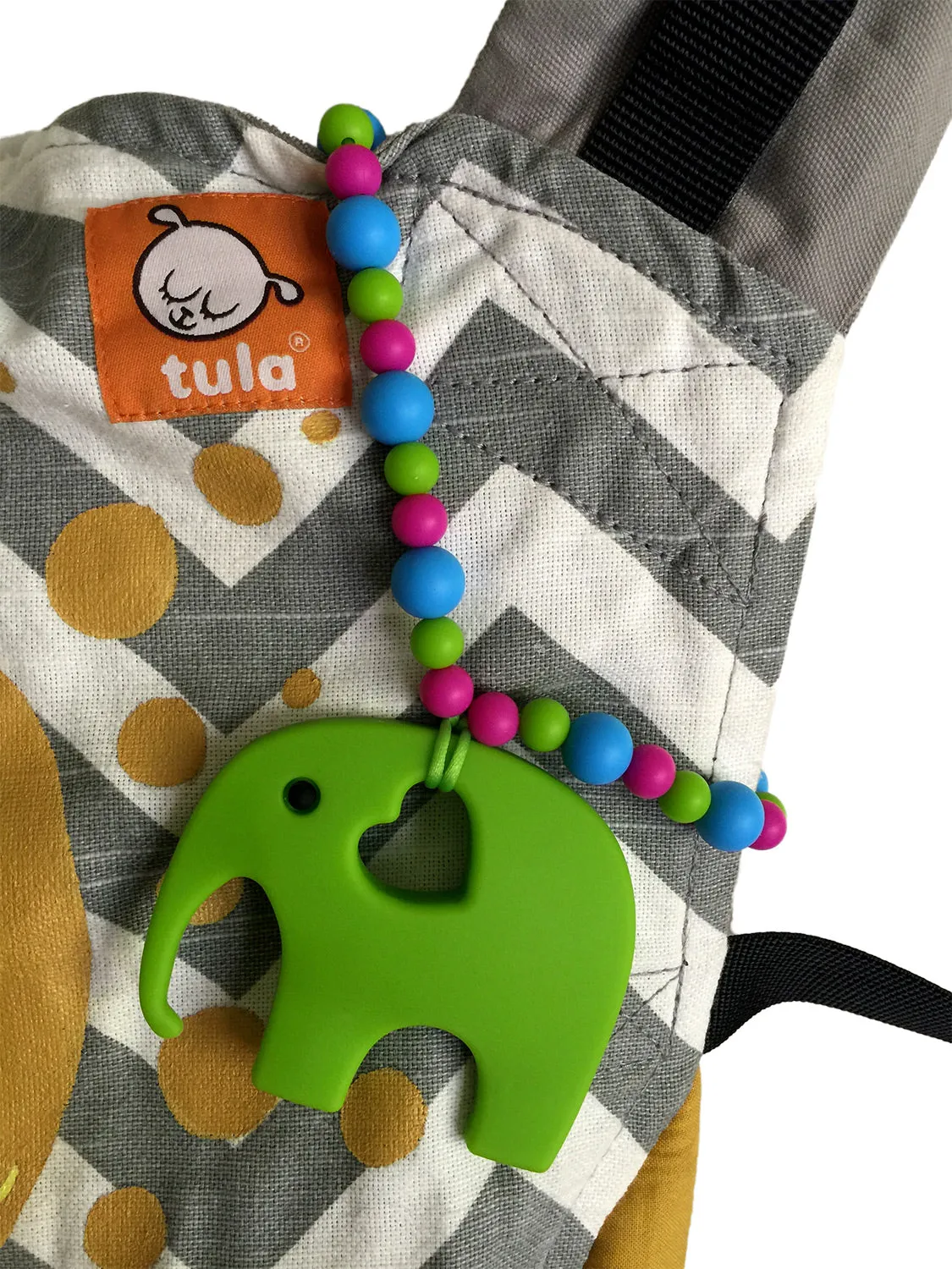 Green Elephant Baby Carrier Teether Toy