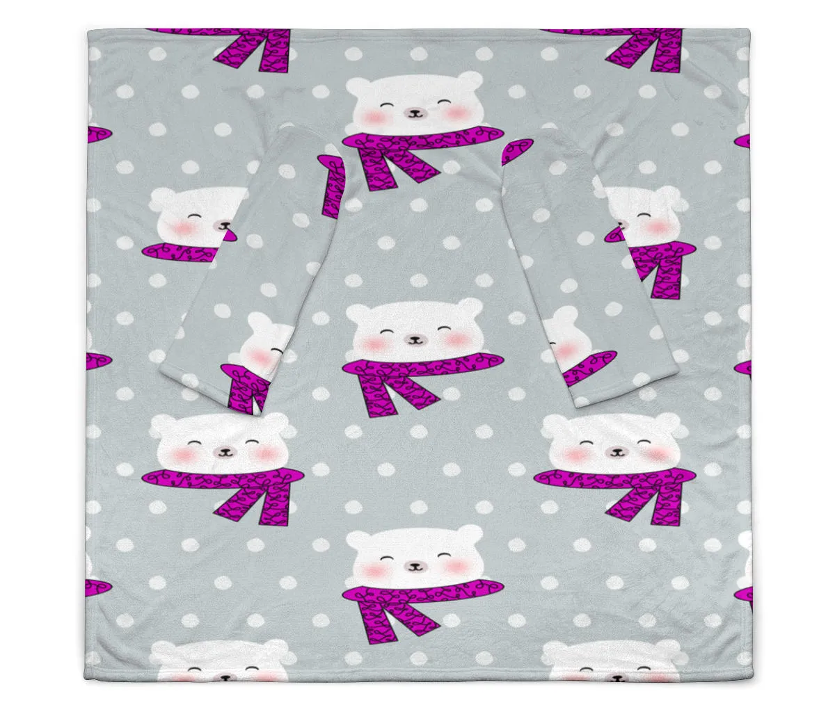 Grey Polar Bears Youth Sleeve Blanket