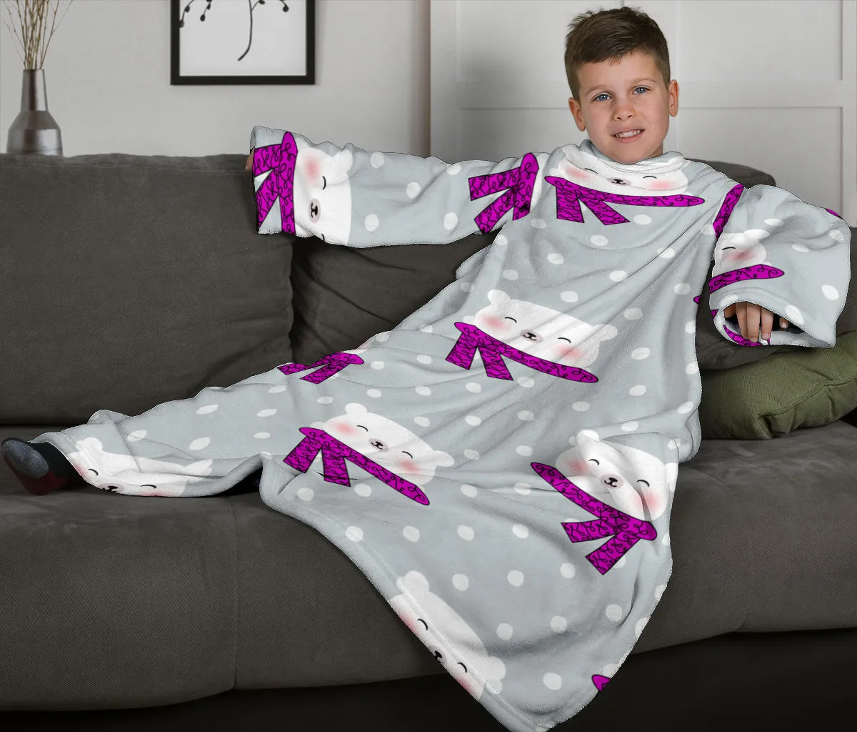 Grey Polar Bears Youth Sleeve Blanket