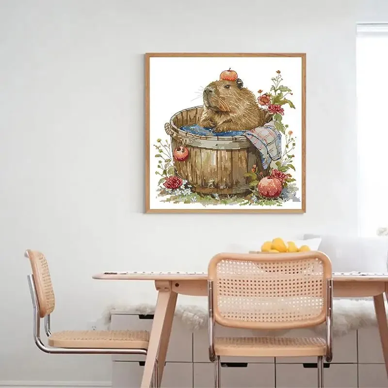 Groundhog Cartoon Animal Pattern Cross Stitch Kit – DIY Craft for Kids & Beginners