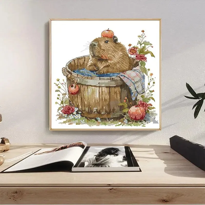 Groundhog Cartoon Animal Pattern Cross Stitch Kit – DIY Craft for Kids & Beginners