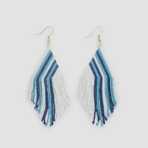 Haley Game Day Fringe Earrings Navy/Blue