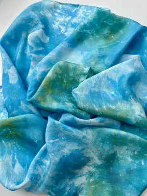 Hand Dyed Silk Scarf- Hydrangeas 2