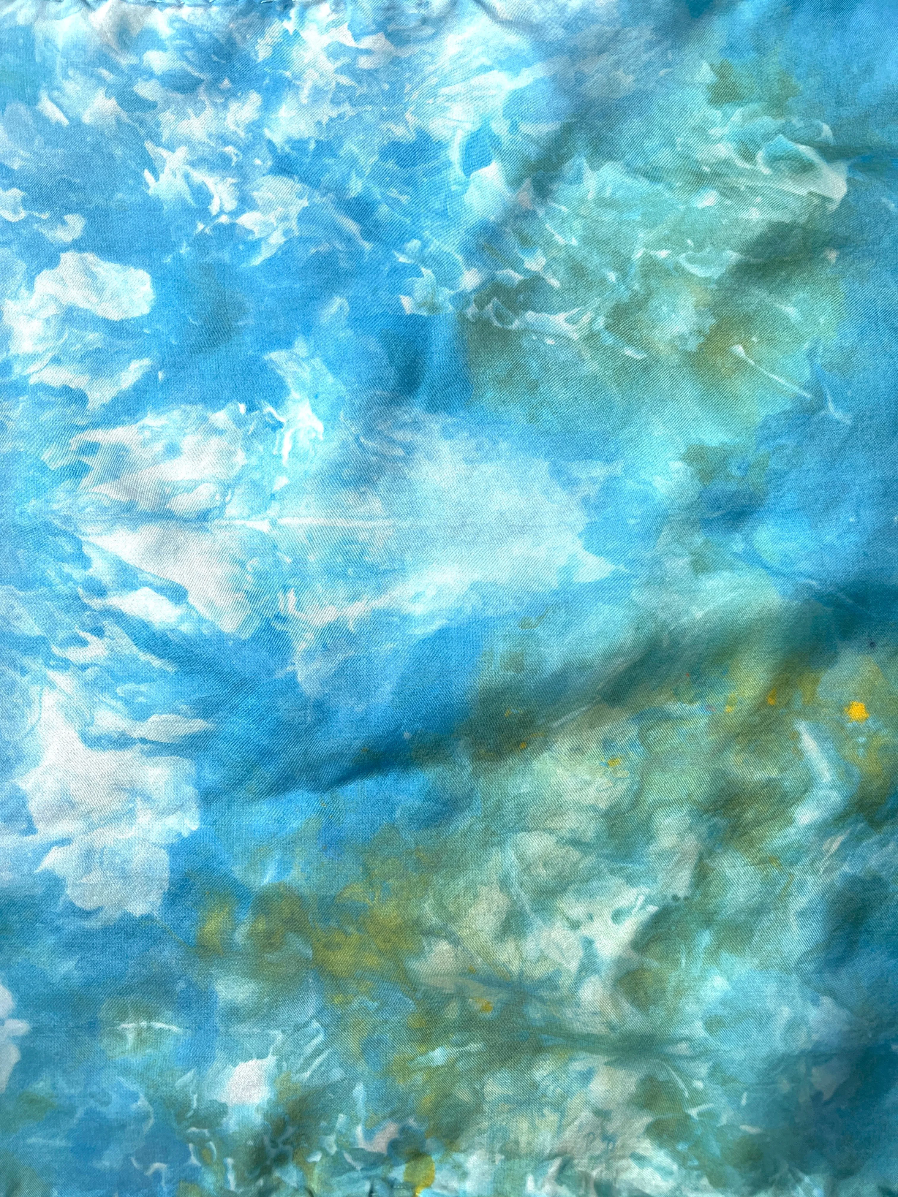 Hand Dyed Silk Scarf- Hydrangeas 2