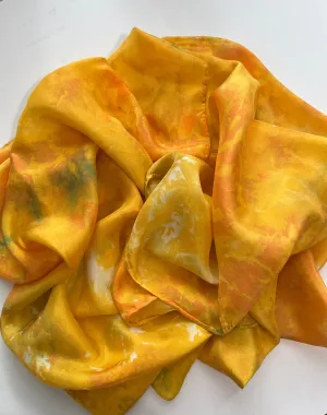 Hand Dyed Silk Scarf-Marigold 6