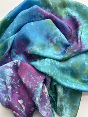 Hand Dyed Silk Scarf- Pansies