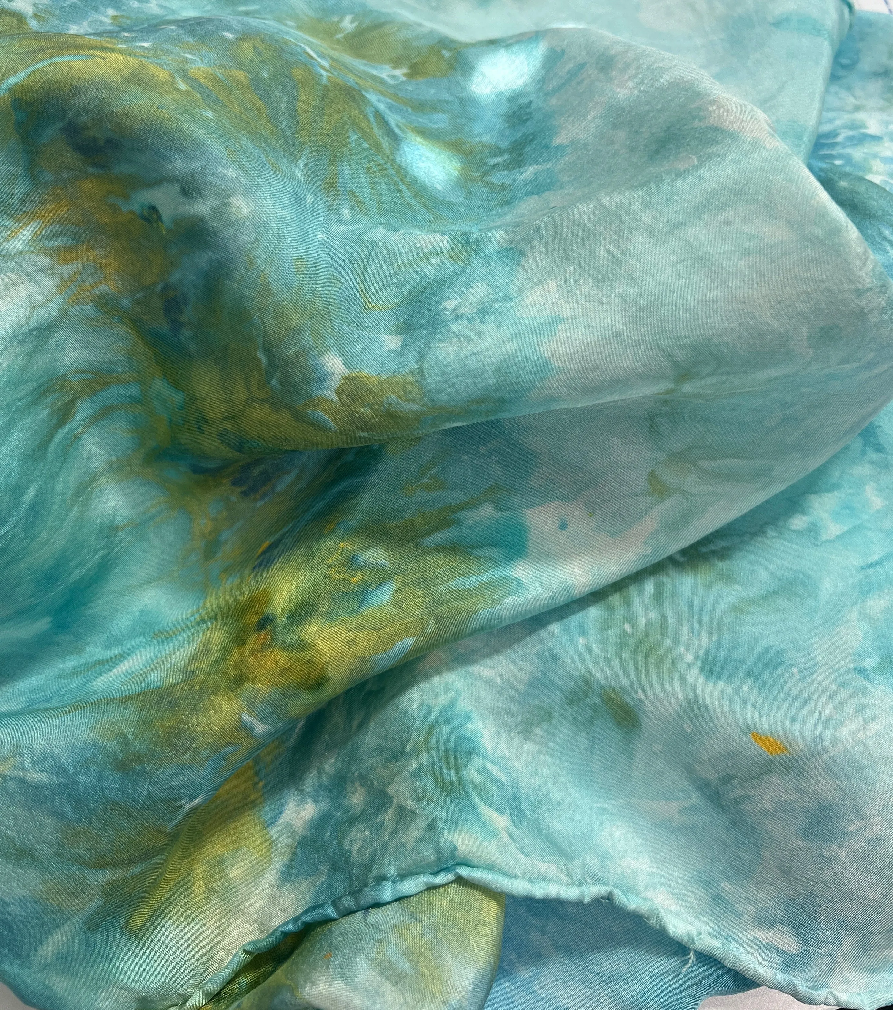Hand Dyed Silk Scarf-Sea Salt