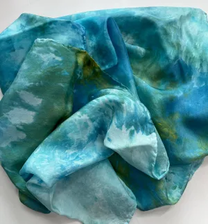 Hand Dyed Silk Scarf-Seaside 1
