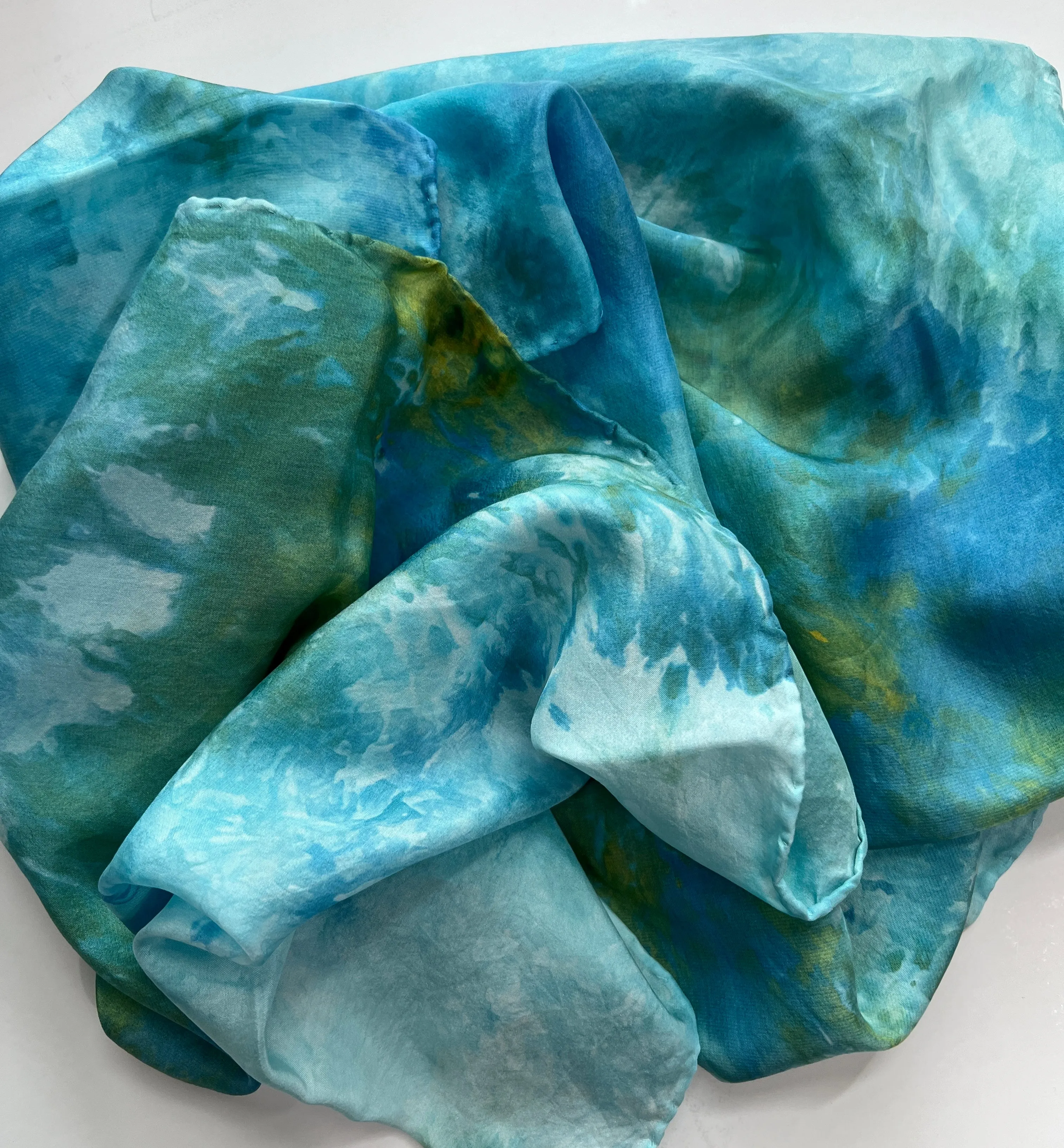 Hand Dyed Silk Scarf-Seaside 1