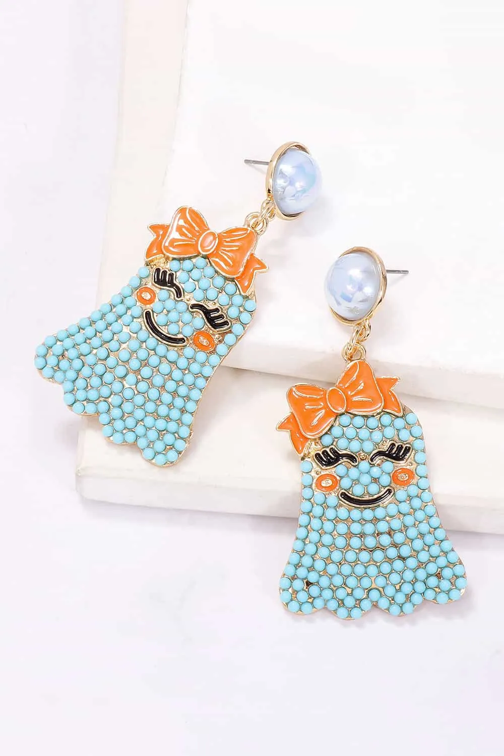 Hazel Blues® |  Smiling Ghost Shape Synthetic Pearl Earrings