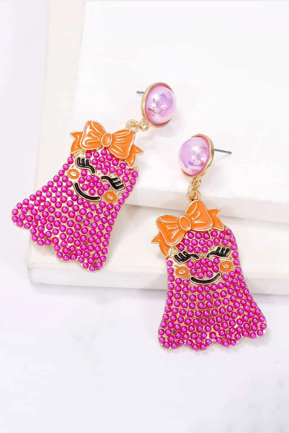 Hazel Blues® |  Smiling Ghost Shape Synthetic Pearl Earrings