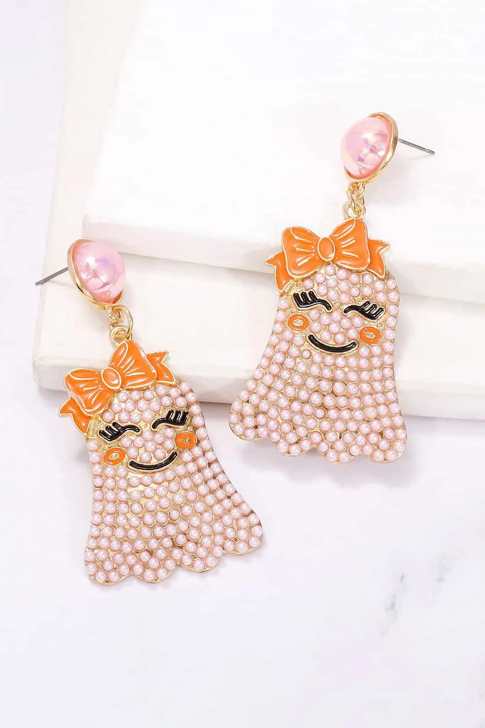 Hazel Blues® |  Smiling Ghost Shape Synthetic Pearl Earrings