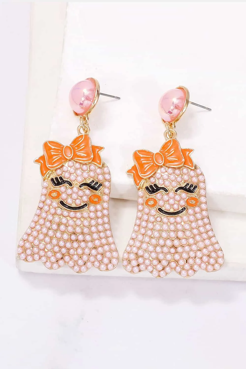 Hazel Blues® |  Smiling Ghost Shape Synthetic Pearl Earrings