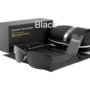 Hdcrafter Men's Full Rim Rectangle Alloy Frame Polarized Sunglasses Le007