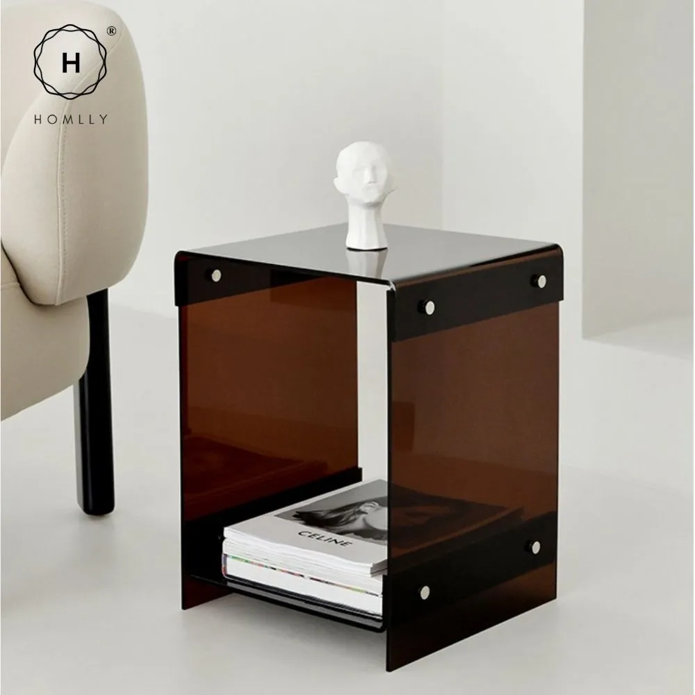 Homlly Plutii Modern Clear Acrylic Bed Side Coffee Table