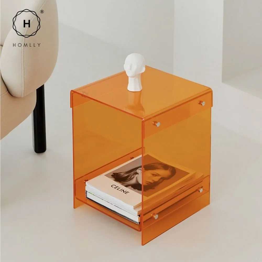 Homlly Plutii Modern Clear Acrylic Bed Side Coffee Table