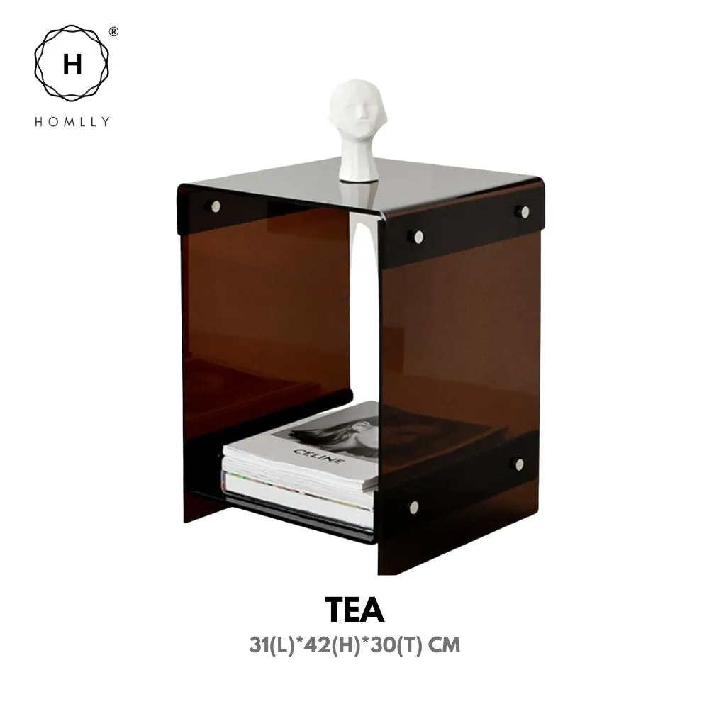 Homlly Plutii Modern Clear Acrylic Bed Side Coffee Table