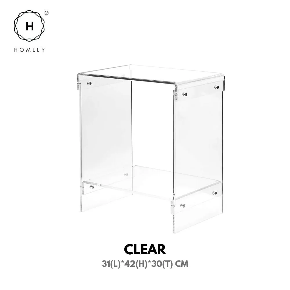 Homlly Plutii Modern Clear Acrylic Bed Side Coffee Table