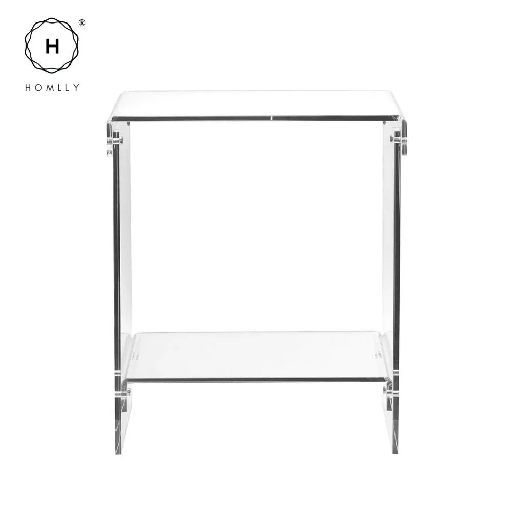 Homlly Plutii Modern Clear Acrylic Bed Side Coffee Table