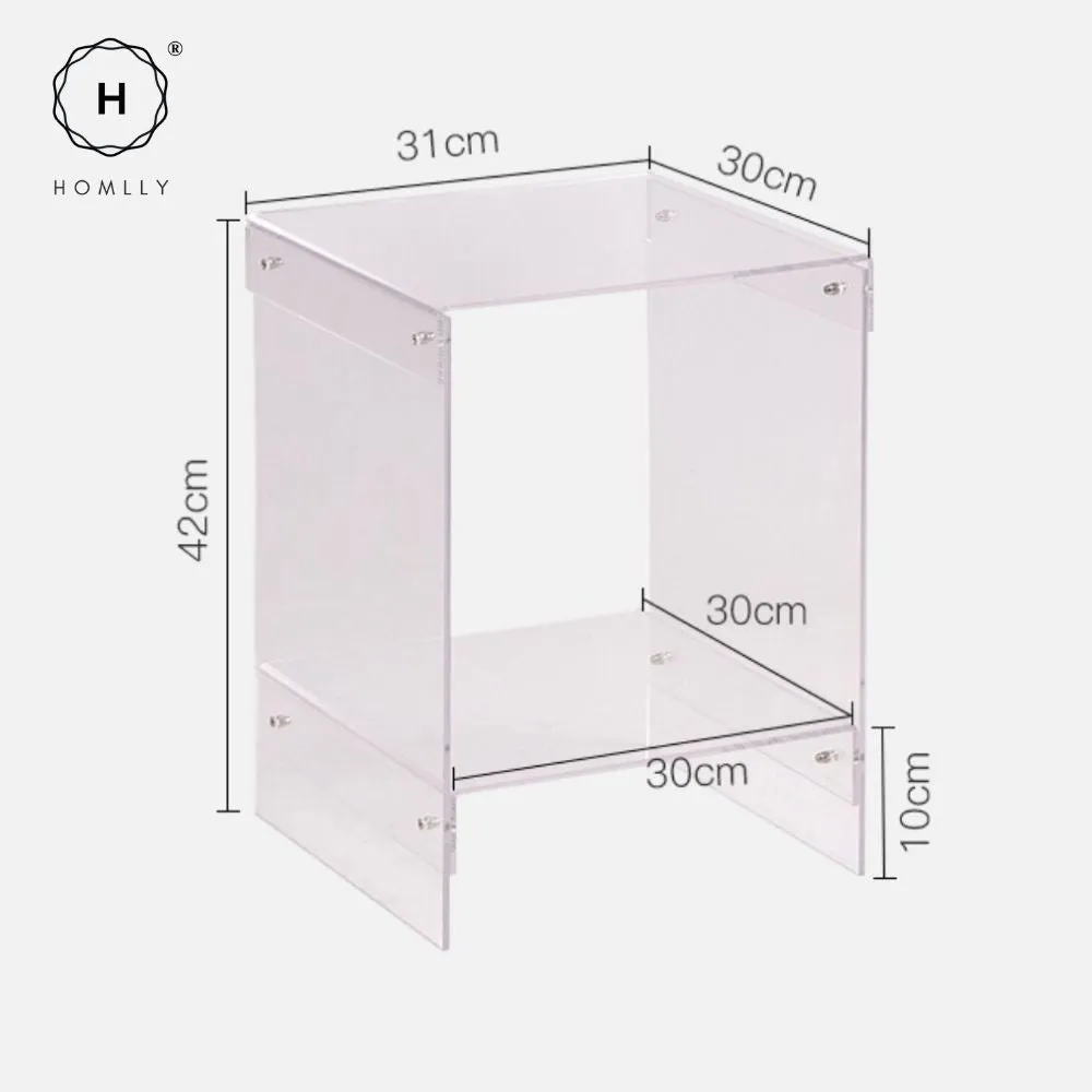 Homlly Plutii Modern Clear Acrylic Bed Side Coffee Table