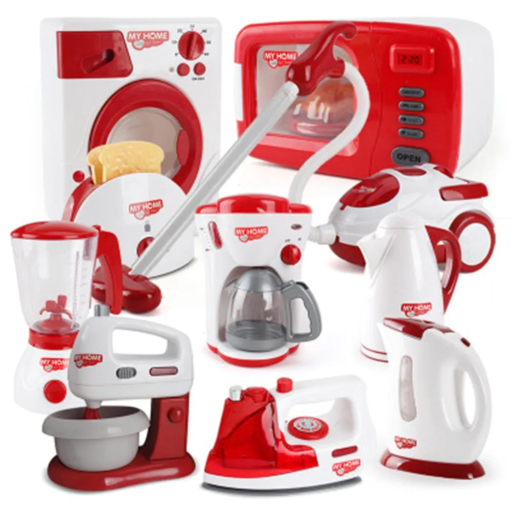 Household Appliances Pretend Play Kitchen Children Toys Coffee Machine Toaster Blender Vacuum Cleaner Cooker Toys For Kid Toys