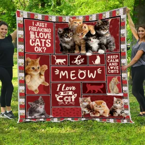 I Love My Cat Blanket 3D Gift For Cat Lovers Red