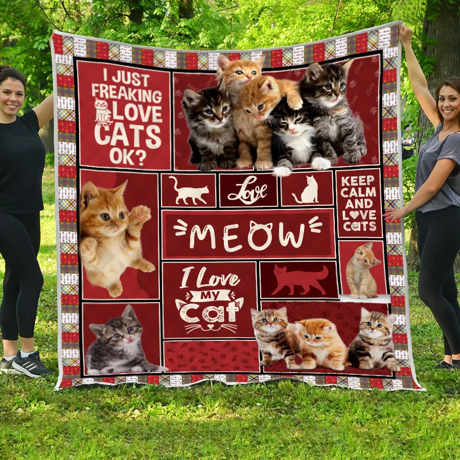 I Love My Cat Blanket 3D Gift For Cat Lovers Red