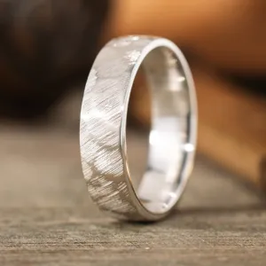 (In-Stock) The Apollo | Men's Hammered Silver Wedding Band - Size 9 | 6mm Wide