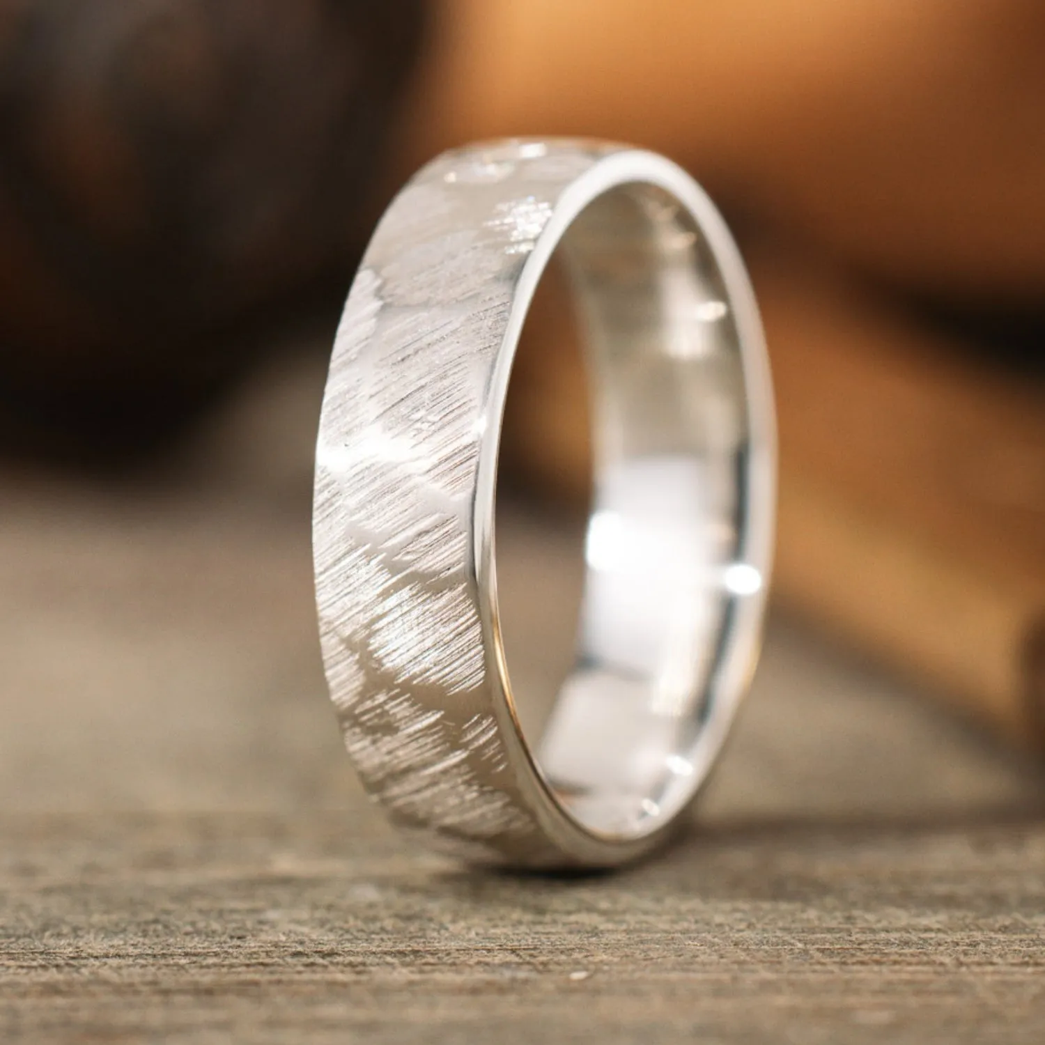 (In-Stock) The Apollo | Men's Hammered Silver Wedding Band - Size 9 | 6mm Wide